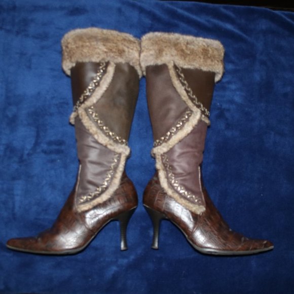 Shoes - Venturi European Leather Fur High Heeled Boots